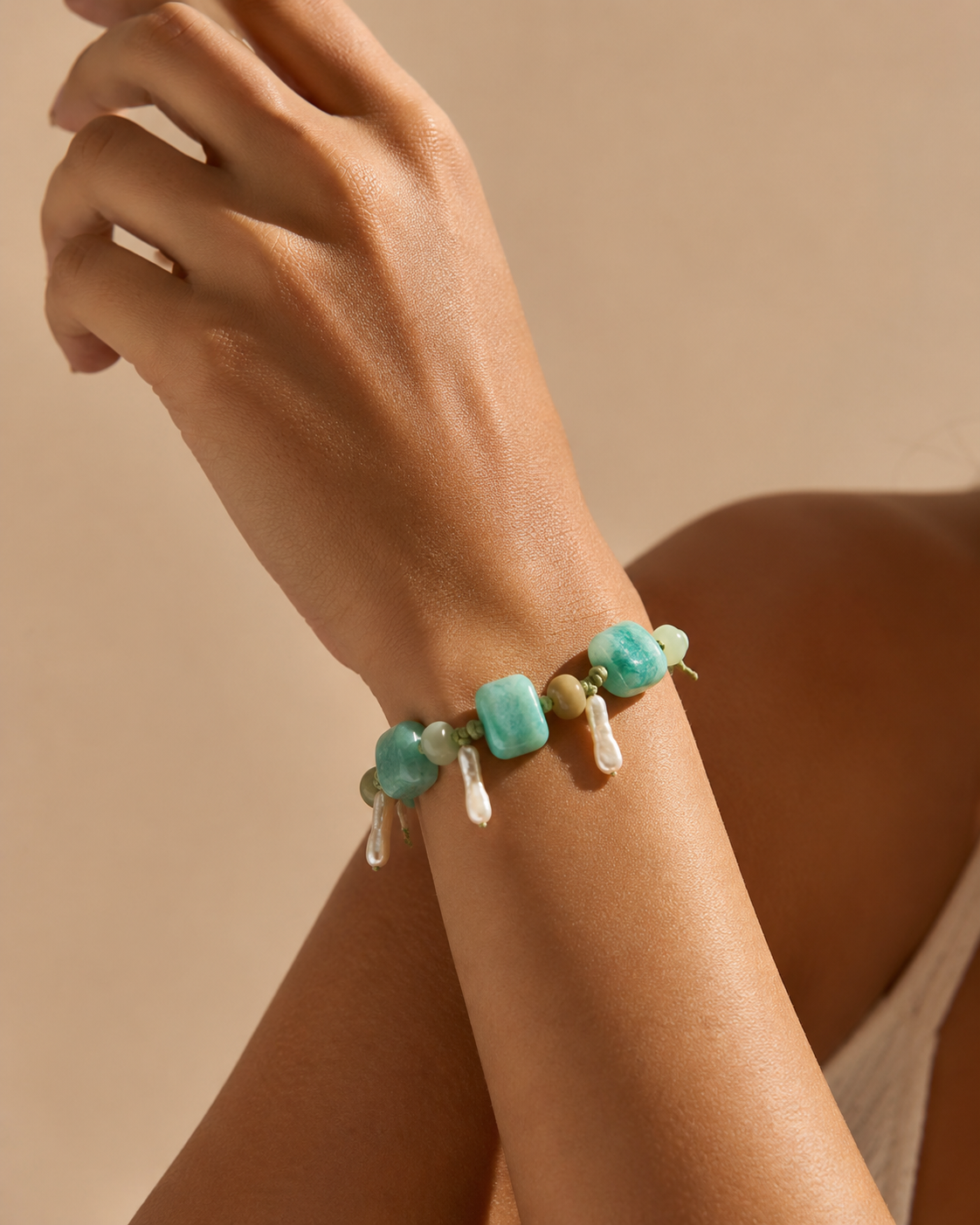 Green Pulse bracelet styled on a model