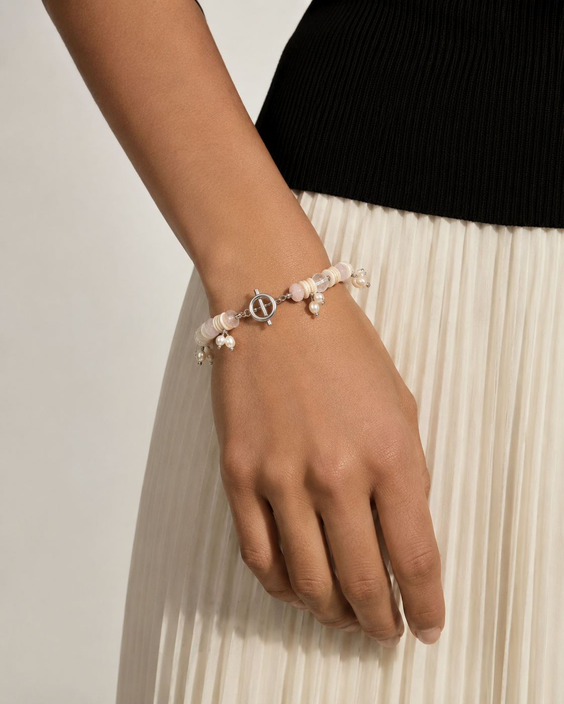 Soft arrival bracelet styled on a model