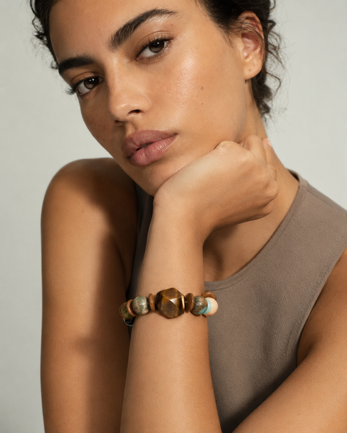 Ground signal bracelet styled on a model